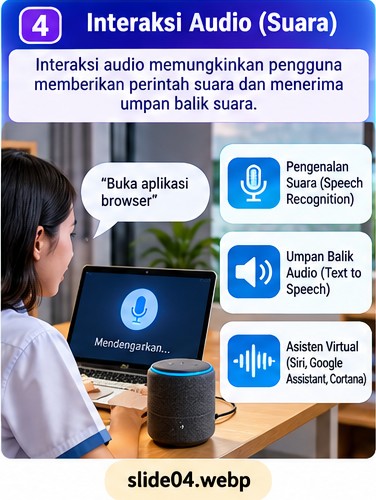 Mikrofon dan asisten suara untuk perintah lisan serta umpan balik audio.