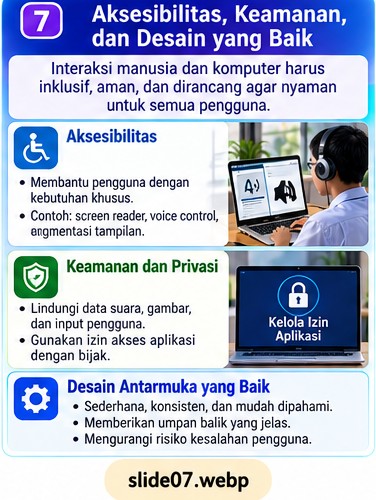 Ilustrasi penggunaan teknologi yang inklusif serta perlindungan privasi.